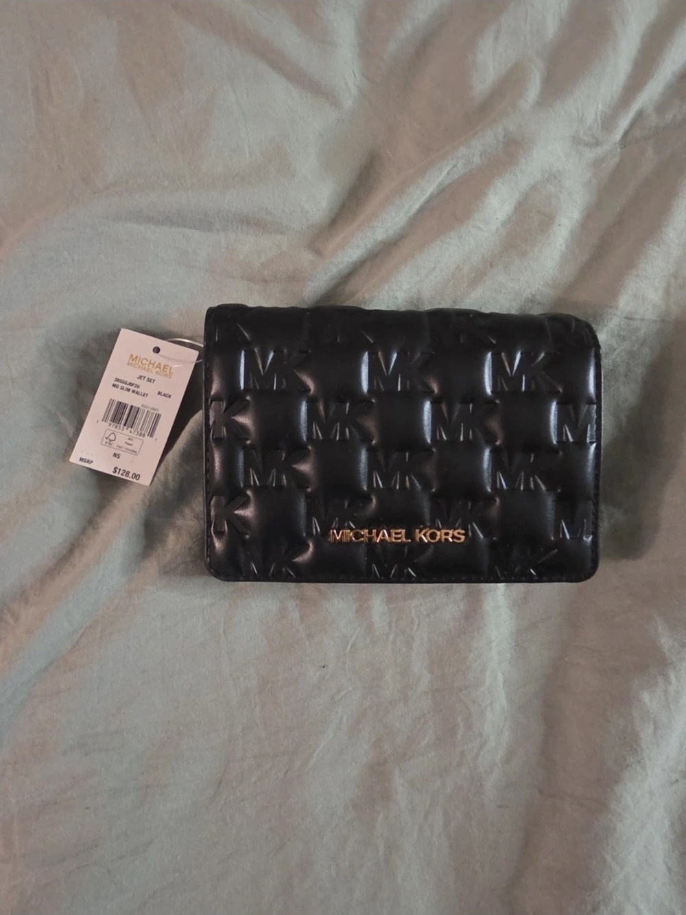 Michael Kors Black Quilted Logo Wallet Crossbody
